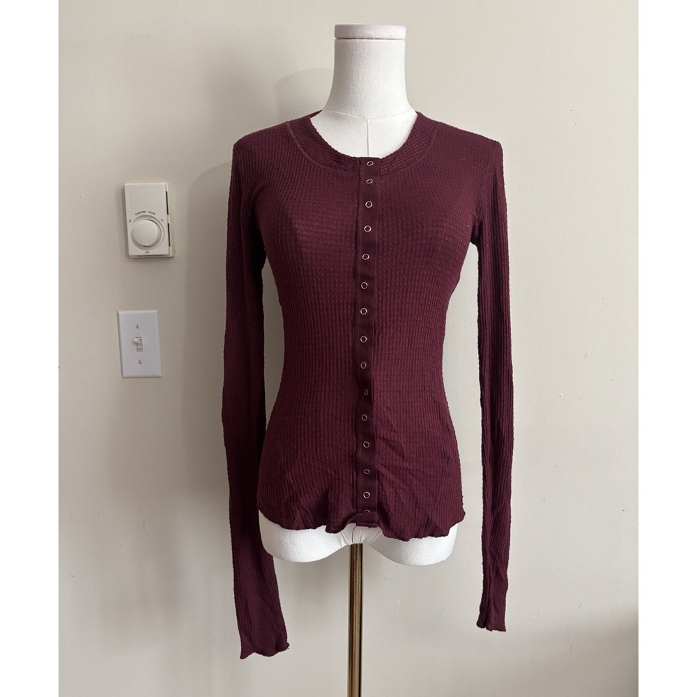 Intimately Free People Slim Fit Long Sleeve Top Medium Red Maroon Bella Swan Y2K